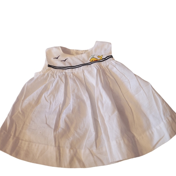 EUC 3-6M Dress and Jacket Set White and Blue Nautical Whale Sailor - Picture 2 of 9